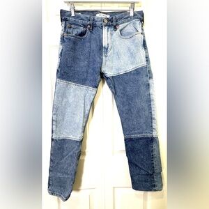 PacSun Eco Indigo Patched Slim Taper Jeans – Size 29x30 – Colorblock Denim